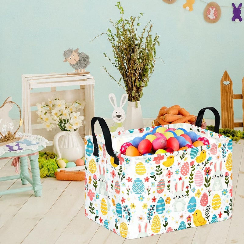 KUNRO Easter Basket Gift Storage Basket Rectangle Storage Organizer for Nursery Hamper Home Bedroom Laundry Hamper Shelf Baskets. - Image 4